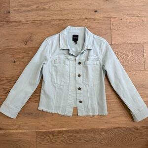 Nic + Zoe Mint Cropped Raw Hem Denim Jacket Medium